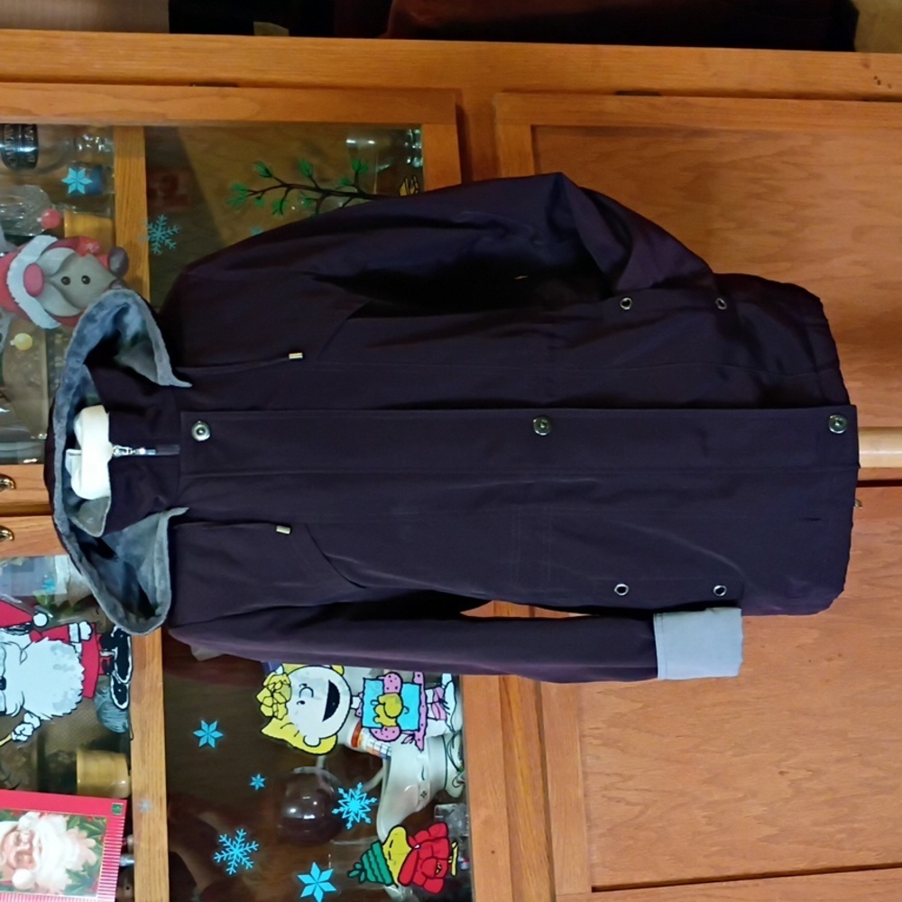 Braetan Purple Gray Hooded Stylish Warm Quilted Winter Coat Jacket Women Medium